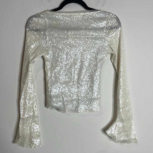 SOLD Free People Intimately | Late Night Disco Sequin Layering Top Ivory Size XS - Picture 7 of 7